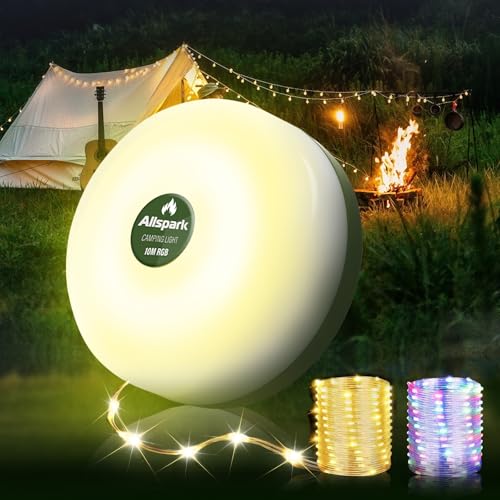Camping String Lights Rechargeable,Allspark 4 in 1 Quick Storage 32.8FT Tent String Lights with 8 Lighting Modes,Portable Handing Waterproof LED Lights for Outdoor Patio Awning Garden Party Essentials - color: Green