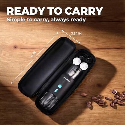 HAUSHOF Portable Electric Espresso Machine, 20 Bar Fast Heat-Up Travel Coffee Maker, USB-C Rechargeable Compatible with Ground Coffee & NS Capsules, for Car, Camping, RV, Hiking & Office