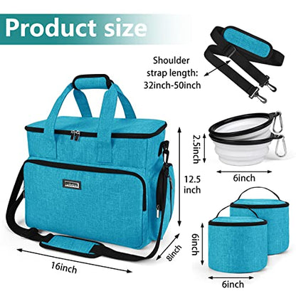 BAGLHER Dog Travel Bag, Pet Travel Bag (ALL Pet Travel Supplies), With 2 Pet Food Containers and 2 Collapsible Silicone Bowls; Essential Kits for Pet Travel Sky Blue - color: Sky Blue, size: Large