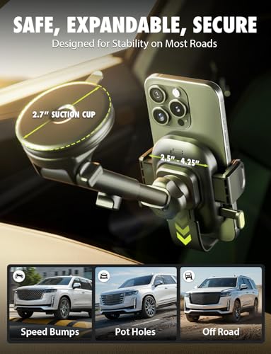 Bracketron Easy OneClick 3-in-1 Universal Car Phone Mount - Dashboard, Windshield & Air Vent Cell Phone Holder for Truck - Hands-Free Clamp, Heavy Duty Suction Cup, 360 Rotation Telescoping Arm - style: Dashboard & Windshield & Air Vent