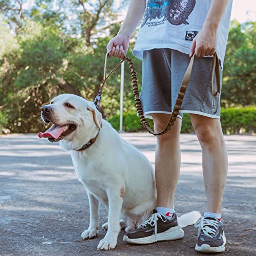 EXCELLENT ELITE SPANKER Tactical Bungee Dog Leash Military Adjustable Dog Leash Quick Release Elastic Leads Rope with 2 Control Handle(Black - color: Black