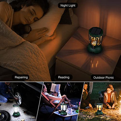 Raynic 6000 LED Camping Lantern, 650LM Hand Crank Solar Battery Powered Rechargeable Lantern, Emergency Lights for Home Power Failure, Hurricane, USB Cable Included - size: GREEN