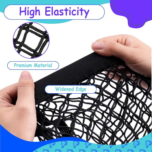 Dog Car Net Barrier Pet Barrier with Auto Safety Mesh Organizer - Stretchable Storage Bag - Universal Fit for Cars and SUVs - Easy Install Car Divider for Safe Driving with Children, Pets