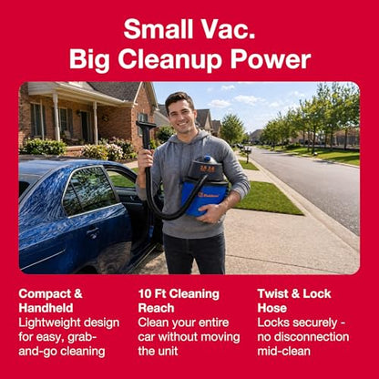 Koblenz Wet Dry Vacuum Cleaner, 2 Gallon 2.0 PHP, 60 CFM, 10 ft Reach, Twist-N-Lock Hose, Small Shop Vac, Portable Shop Vac for Home Car Garage Workshop, Accessories Included, Blue/Black, WD-2L - size: 2 Gallon 2.0 HP
