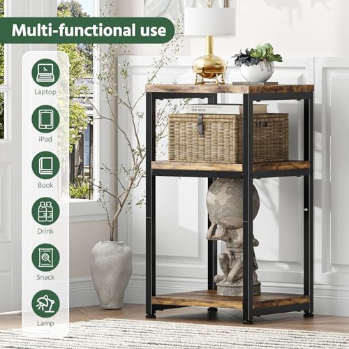 Simple Trending Side Table, End Table Night Stand, 3 Tiers Shelf for Living Room, Rustic Brown - size: 3 Tiers End Table