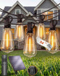 Solar String Lights Outdoor, 54FT(24+1) Patio Lights Waterproof with Remote & USB Port, Dimmable & Timer & 3 Light Modes, ST38 LED Solar Lights for Camping, Backyard, Deck, Garden (2700K) - size: 54FT (24Bulbs)