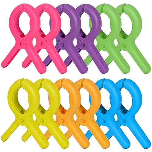 Beach Towel Clips Plastic Clothespins-Heavy Duty Clothes Pins for Beach Chair Pool Chair on Cruise Colorful Laundry Windproof Clamps Tablecloth Blankets Clothes Pegs 6 Colors - color: 6 Colors