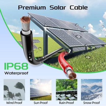 Bateria Power 2x50 Feet 8AWG (10mm²) Solar Panel Wire, Tinned Copper Solar Panel Extension Cable PV Wiring for Photovoltaic Solar System, Automotive RVs, Marine (50FT Red + 50FT Black) - color: Black+Red, size: 50Ft 8AWG