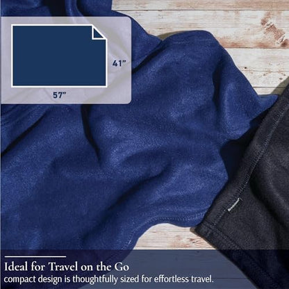 Brookstone Travel Blanket - 2-in-1 Super Soft Lightweight Throw Blanket with Carrying Pouch, Airplane & Car Travel Essentials, Blue - color: Blue