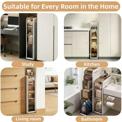 Slim Bathroom Storage Cabinet,Narrow Bathroom Storage Cabinet,Mobile and No Installation Required,Perfect for Small Space Bathroom,Living (A-4Tiers) - size: one-4Tiers
