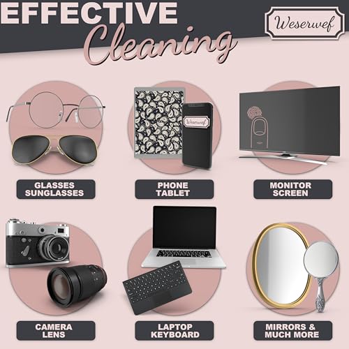 WESERWEF Design Microfiber Glasses Cleaning Cloth – Premium Cleaning Cloth for Eyeglasses, Screens, Tablets, Cameras & Lenses, 12" x 12", Ultra-Soft & Scratch-Free (Doodle) - color: doodle