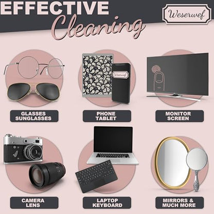 WESERWEF Design Microfiber Glasses Cleaning Cloth – Premium Cleaning Cloth for Eyeglasses, Screens, Tablets, Cameras & Lenses, 12" x 12", Ultra-Soft & Scratch-Free (Doodle) - color: doodle