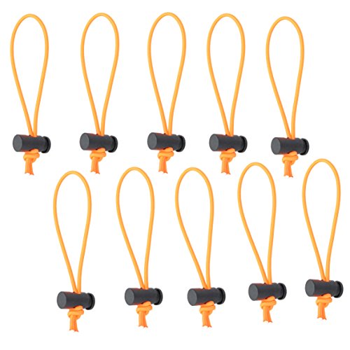 Foto&Tech Multipurpose Extra Thick Elastic Cable Tie and Organizer, Adjustable Cable Strap Toggle Tie, Reusable Tangle Tamer, Cable Management for Cord and Cable (10x 16CM, Orange) - color: Orange, size: 10 x 16 CM