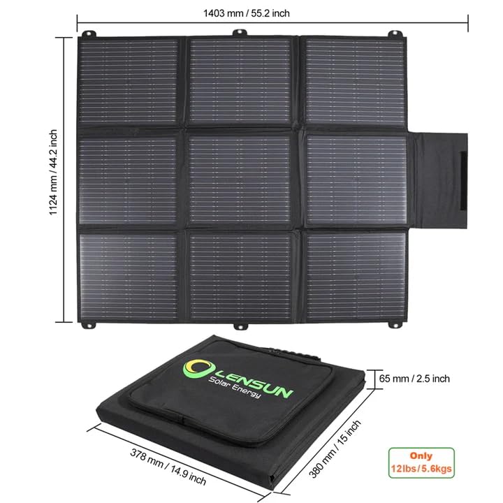 LensunSolar 200W 12V Portable Solar Panel Blanket with Anderson Connectors for Solar Generator Power Station, Lightweight, with 20A MPPT Charger Controller - size: 200W+MPPT