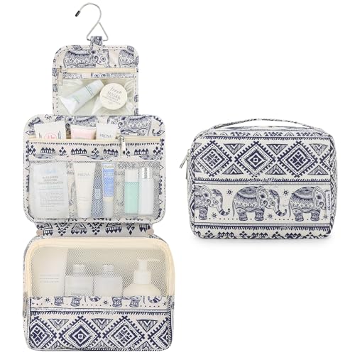 Mossio Hanging Toiletry Bag with Sturdy Hook - Large Portable Cosmetic Makeup Travel Organizer for Men & Women - color: Elephant A