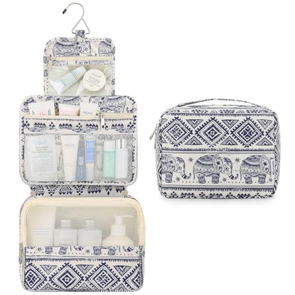 Mossio Hanging Toiletry Bag with Sturdy Hook - Large Portable Cosmetic Makeup Travel Organizer for Men & Women - color: Elephant A