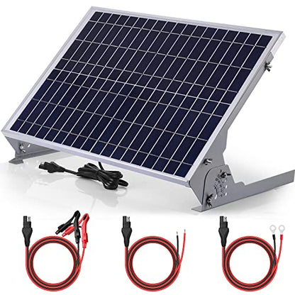 SUNER POWER 30W 12V Solar Battery Charger Maintainer, Built-in Smart MPPT Charge Controller, Adjustable Mount Bracket, Waterproof 30 Watt Solar Panel Kits for Car Automotive Boat Marine RV Trailer - size: BC-30W-P