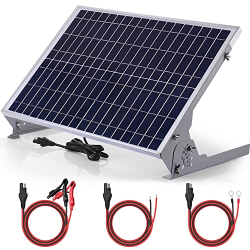 SUNER POWER 30W 12V Solar Battery Charger Maintainer, Built-in Smart MPPT Charge Controller, Adjustable Mount Bracket, Waterproof 30 Watt Solar Panel Kits for Car Automotive Boat Marine RV Trailer - size: BC-30W-P