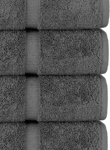 Chakir Turkish Linens 4 Piece Extra Large Bath Towels, 100% Cotton Luxury Turkish Towels for Bathroom, Soft Absorbent Bath Towels, 30 x 60 Inches, Dark Gray - color: Dark Gray