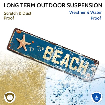 To The Beach Sign, Beach House Decor, Novelty Metal Tin Signs 4x16 Inches - color: V-103