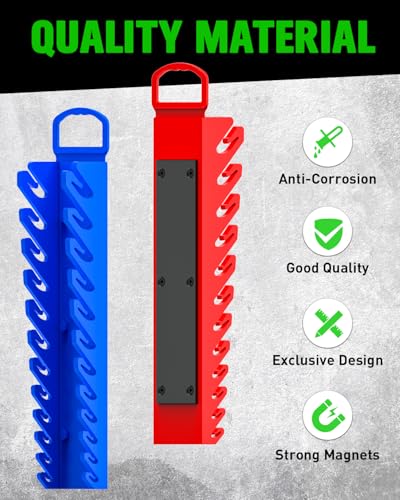 SWANLAKE 2-Piece Magnetic Wrench Organizer Toolbox Holder, SAE (1/4'' to 15/16''), Metric (6mm to 24mm) Ratchet Wrench Organizers, Total Hold 24 Slots Wrenches Holder for Tool Box - style: 24-Slot