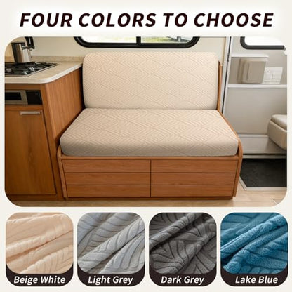 RV Dinette Cushion Covers, 2PCS Leaf RV Couch Cover, Camper Cushion Covers, Camper-rv Sofa Cover for Couch, Bench Seat & Dinette Booth Cushions(Beige White,[39.4" to 49.2"]×[19.7" to 25.6"]) - color: Leaf/Beige White/2pcs
