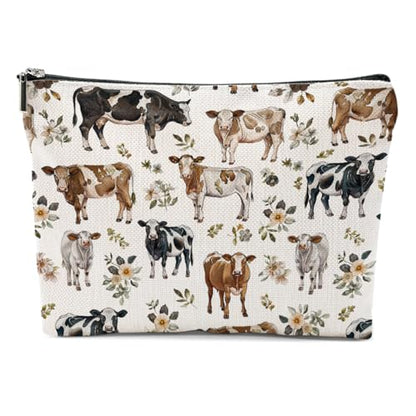 Cow Gifts, Cow Print Stuff Makeup Bag, Cosmetic Bag Travel Pouch, Animal Lovers Friendship Graduation Birthday Gifts for Women Girls Daughter Sisters Bestie Best Friend - color: Multicolor 0079