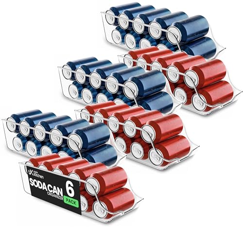Utopia Kitchen Soda Can Organizer and Dispenser for Refrigerator/Pantry - Durable Can Storage Organizer Fridge & Kitchen Organization - (Clear, Set of 6) - size: Pack of 6