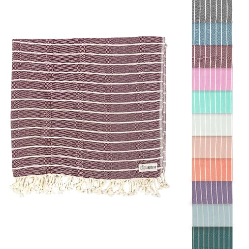 Sand Cloud Turkish Beach Towel - Sand Resistant - 100% Certified Organic Turkish Towel - Quick Dry Towel for Beach, Picnic, Blanket or Bath - As Seen on Shark Tank - Gocek Burgundy - color: Burgundy, size: 37x69