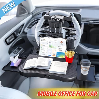 Large Foldable Backseat Tray Table, Car Laptop Desk with Cup Holder, Back Headrest Passenger Food Tray, Phone Tablet Holder, Multifunctional Travel Desk, Car Essentials for Kids & Long Road Trips - style: Car Seat Table Tray