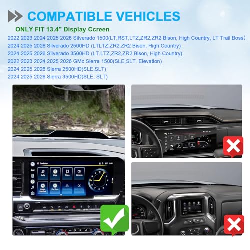 EDBETOS Dashboard Organizer Tray Compatible with 2022-2026 Chevy Silverado/GMC Sierra 1500, (2024-2026) 2500HD/3500HD Accessories Behind Screen Dash Storage Console Insert for 13.4-inch Screen Only