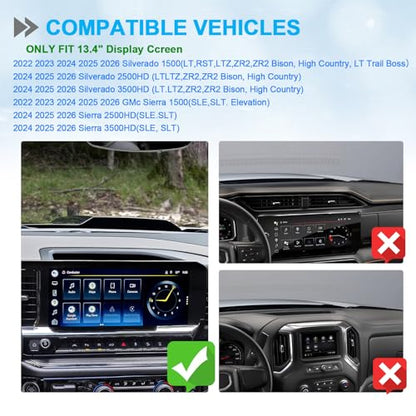 EDBETOS Dashboard Organizer Tray Compatible with 2022-2026 Chevy Silverado/GMC Sierra 1500, (2024-2026) 2500HD/3500HD Accessories Behind Screen Dash Storage Console Insert for 13.4-inch Screen Only