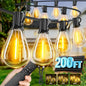 200FT Solar String Lights Outdoor Waterproof, 72+2 LED Solar Powered Lights with Remote Control, 3 Light Modes & Dimmable, USB-C Charging for Patio, Backyard, Garden, Camping - size: 200FT+Remote
