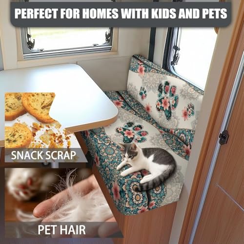 SEANATIVE RV Dinette Cushion Covers Couch Cushion Slipcovers Stretch Camper Cushions Cover Replacement Sofa Slipover for Travel Trailer Boho Dogs Paw Couch Backrest Cover & Bench Cover - color: Boho Dogs Paw