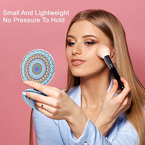 Berlune 10 Pcs Mandala Pocket Mirror Mini Travel Compact Makeup Mirrors Purses Accessories Hand Folding Beauty Mandala Designs Cosmetic Mirror Double-Sided 2 x Magnifying Supply for Girls Women