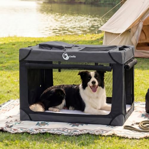 Portable Collapsible Dog Crate for Small Dogs, 4 Mesh Doors & 2 Storage Bags, Indoor Outdoor Travel Dog Kennel, BlackGrey, 26" x 18" x 18" - color: BlackGrey, size: S(26"x18"x18")