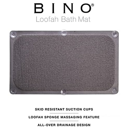 BINO | Loofah Non-Slip Bath Mat for Tub - Grey | Spa-Inspired Comfort, Quick-Drying, Secure Suction Cups | Exfoliating Shower Mat for a Luxurious and Safe Bathing Experience - color: Grey