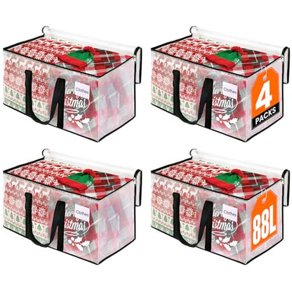 RoomHacks Clear Moving Bags Heavy Duty Extra Large, Moving Supplies with Reinforced Handle and Double Zipper, Storage Bags for Moving Essential, Packing Bags Alternative to Moving Box(4 Packs, Clear) - size: 88L- 4Packs
