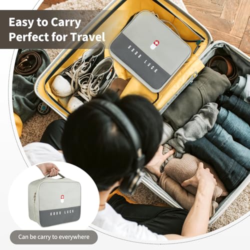 First Aid Bag Empty, Multifunction Emergency Medicine Storage Bag for Outdoor Camping Hiking Travel Emergency (Light Grey)