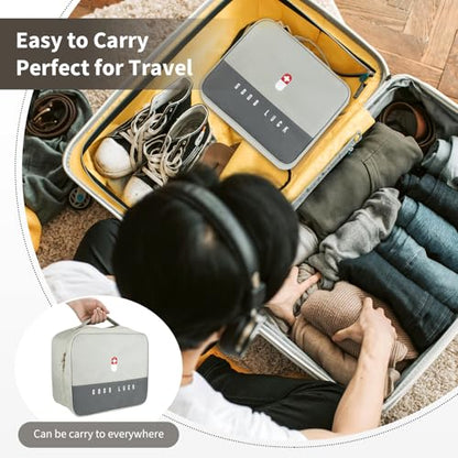 First Aid Bag Empty, Multifunction Emergency Medicine Storage Bag for Outdoor Camping Hiking Travel Emergency (Light Grey)