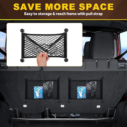 BUMBEE Mesh Cargo Net, Envelope Netting, Elastic Pocket Pouch Bungee Organizer for Car Seat Back RV Wall Trunk, Hooks & Screws Included(17.7'' x 9.8'') - size: 17.7'' x 9.8''