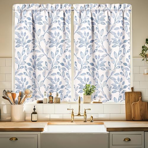 Farmhouse Kitchen Curtains 24 Inch Length Country Window Curtain Over Sink Rustic Small Short Tier for Bathroom Cafe Rod Pocket (2 Panels, 27.5" W x 24" L) - color: Country Rustic, size: 27.5"W x 24"L (Pack of 2)