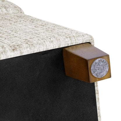 HomePop 18" Square Tufted Storage Ottoman - Cream Textural Woven - color: Cream Textural Woven