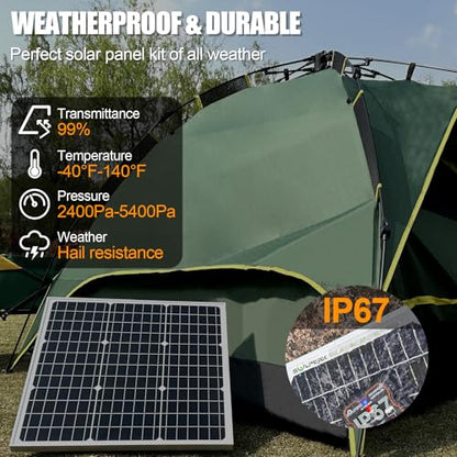 SOLPERK Solar Panel Kit 50W 12V, Waterproof Solar Battery Trickle Charger Maintainer + Smart MPPT Controller + Adjustable Mount Bracket for Boat Car RV Motorcycle(Without Mounting Bracket) - size: 50W MPPT