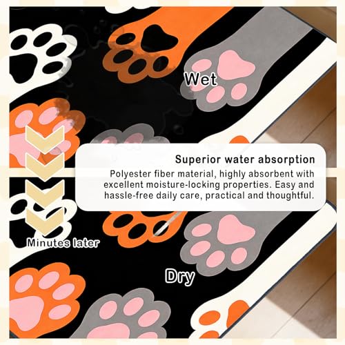 Nuxovilar Pet Dog Supplies Food Mat Paw-Printed Polyester (23.62×17.71 inches) Bowl Water Spill Pad Feeding Essentials for Kennel, Home, Feeding Area - color: LU13718