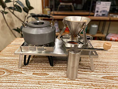 CAMPINGMOON Solo Camping Table Small Tabletop Heat Shield Windshield Stainless Steel Lightweight Compact with Storage Bag for ST-310 Alcohol Stove SK-310CP (Silver-JP) - color: Silver-JP