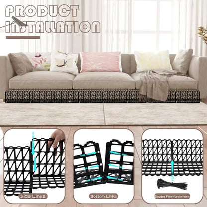 12 Pcs Under Couch Blocker for Bed Adjustable Furniture Plastic Under Bed Blocker with 30 Ties Black Couch Barriers for Dogs Pets Cats (Style 2) - color: Style 2