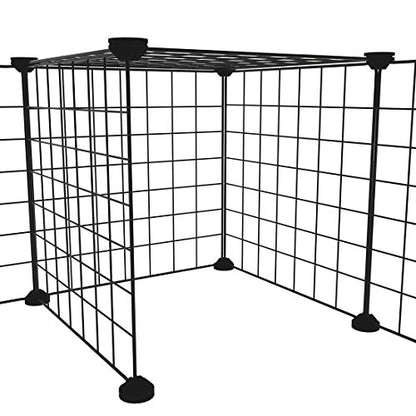 LANGXUN 16pcs Small Animal Playpen with Waterproof Mat, Pet Playpen, Rabbit Guinea Pig Cages, Puppy Kitten Playpen | Indoor & Outdoor Portable Metal Wire Yard Fence 13"x13" - style: 16 Metal Panels & Mat(13'' x 13")