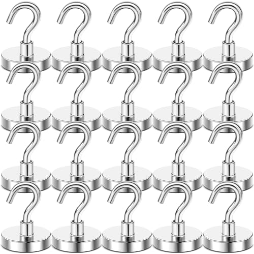 DIYMAG Magnetic Hooks, 120lbs+ Magnet Hook 2026 Cruise Cabin Ship Essentials Heavy Duty Strong Magnets Refrigerator Fridge Hanging for Classroom Beach Vacation Kitchen Grills Home 20 Pack (Silver) - color: Silver, size: 1.26in