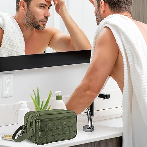 QT&QY Tactical Toiletry Bag For Men Hygiene Bag EDC Military Tool Molle Pouches Small Dopp Kit Mens Shaving Kit Travel shower Bags - color: 1 US Green
